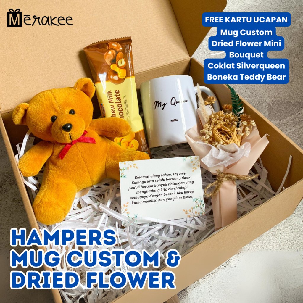 Merakee – Hampers Mug Custom, Hadiah Wisuda, Ulangtahun, Boneka