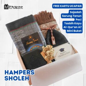 Merakee – Hampers Sholeh Isi Sajadah Sarung Peci Tasbih, Kado Pria, Kado Ulangtahun